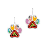 95393, PAW SEED BEAD ENAMEL DANGLE EARRING