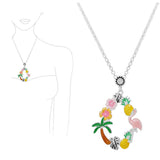 Tropical Flamingo Enamel Pendant Necklace