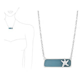Starfish Lucite Stone BAR Pendant Necklace, SEA Life, Ocean Theme