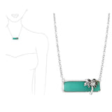 Palm Tree Lucite Stone BAR Pendant Necklace