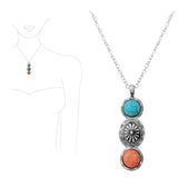 Western Concho Turquoise Stone Pendant Necklace