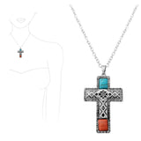 95406, WESTERN CROSS TURQUOISE STONE PENDANT NECKLACE