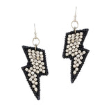 Lightening Bolt Rhinestone & Seed Bead Earring
