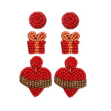 95412, HEART & GIFT BOX SEED BEAD EARRING SET, VALENTINE'S DAY