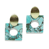 95445, TURQUOISE STONE LOOK CLAY RUBBER EARRING