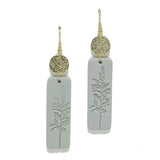 95446, FLOWER ENGRAVED CLAY RUBBER DANGLE EARRING