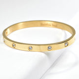 95479, RHINESTONE ACCENT STAINLESS STEEL BANGLE BRACELET