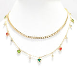 Dainty Heart Charm Multi Layered Necklace, Valentine's DAY