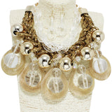 95499, CHUNKY ACRYLIC BALL WITH GLITTER RHINESTONE STATEMENT NECKLACE