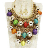 95501, CHUNKY GEOMETRIC BALL STATEMENT NECKLACE