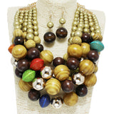95502, CHUNKY WOOD BALL STATEMENT NECKLACE