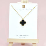 95524, CLOVER CHARM STAINLESS STEEL PENDANT NECKLACE