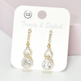 95530, CUBIC ZIRCONIA WITH PAVE RHINESTONE EARRING