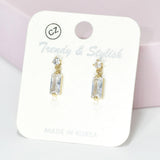 95531, RECTANGLE CUBIC ZIRCONIA DANGLE EARRING