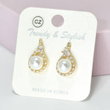 95534, PEARL WITH CUBIC ZIRCONIA EARRING