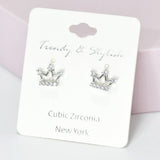 95535, CROWN CUBIC ZIRCONIA STUD EARRING