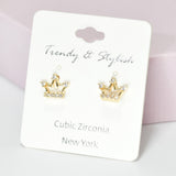 95535, CROWN CUBIC ZIRCONIA STUD EARRING
