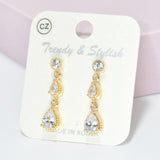 95540, TEARDROP CUBIC ZIRCONIA DANGLE EARRING
