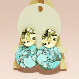 95550, TURQUOISE STONE LOOK GEOMETRIC CLAY RUBBER EARRING