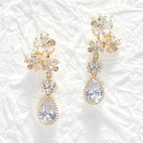 Flower Cubic Zirconia Accent Dangle Earring