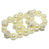 95597, CHUNKY PEARL BALL WITH THREAD MULTI LAYERED STRETCH BRACELET