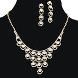 95642, PEARL & RHINESTONE ACCENT NECKLACE SET, WEDDING, BRIDAL, PROM
