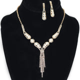 95643, PEARL & RHINESTONE ACCENT NECKLACE SET, WEDDING, BRIDAL, PROM