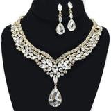 95647, TEARDROP RHINESTONE ACCENT EVENING NECKLACE, WEDDING, BRIDAL, PROM