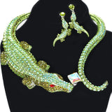 95652, ALLIGATOR RHINESTONE OPEN CUFF NECKLACE