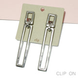 95655, CUT OUT LONG RECTANGLE METAL CLIP ON EARRING