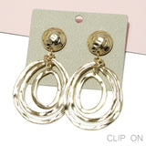 95656, HAMMERED GEOMETRIC METAL CLIP ON EARRING