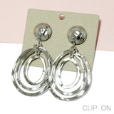 95656, HAMMERED GEOMETRIC METAL CLIP ON EARRING