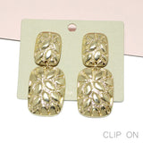 95657, TEXTURED GEOMETRIC METAL CLIP ON EARRING
