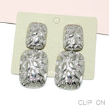 95657, TEXTURED GEOMETRIC METAL CLIP ON EARRING