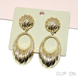95658, TEXTURED OVAL METAL CLIP ON EARRING