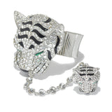 95670, TIGER RHINESTONE STRETCH BRACELET WITH RING