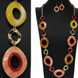 95674, GEOMETRIC CELLULOID ACETATE LONG NECKLACE