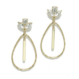 Hammered Teardrop with Rhinestone Accent Earring - view 2