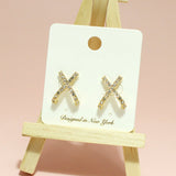 X-accent Pave Rhinestone Post Earring