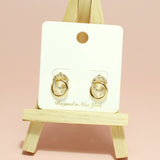 Double Ring Pave Rhinestone Post Earring