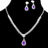 095692, TEARDROP RHINESTONE ACCENT NECKLACE SET