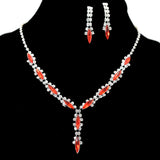 95693, MARQUISE RHINESTONE ACCENT NECKLACE SET, WEDDING, BRIDAL, PROM