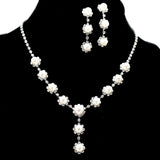 95698, PEARL WITH RHINESTONE ACCENT NECKLACE SET, WEDDING, BRIDAL, PROM