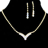 95699, PAVE RHINESTONE ACCENT NECKLACE SET, WEDDING, BRIDAL, PROM