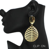 95707, TEARDROP TEXTURED METAL CLIP ON EARRING
