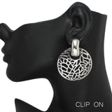 95709, CUTOUT ROUND METAL CLIP ON EARRING