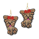 95719, DOG PUPPY SEED BEAD EARRING