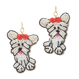 95719, DOG PUPPY SEED BEAD EARRING