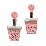 95723, BOBA TEA SEED BEAD EARRING