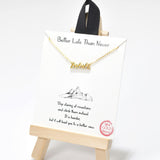 95730, GOLD DIPPED, "BETTER LATE THAN NEVER" MOUNTAIN CUBIC ZIRCONIA NECKLACE